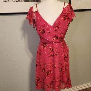 White House Black Market Pink Ruffle sleeve Dress